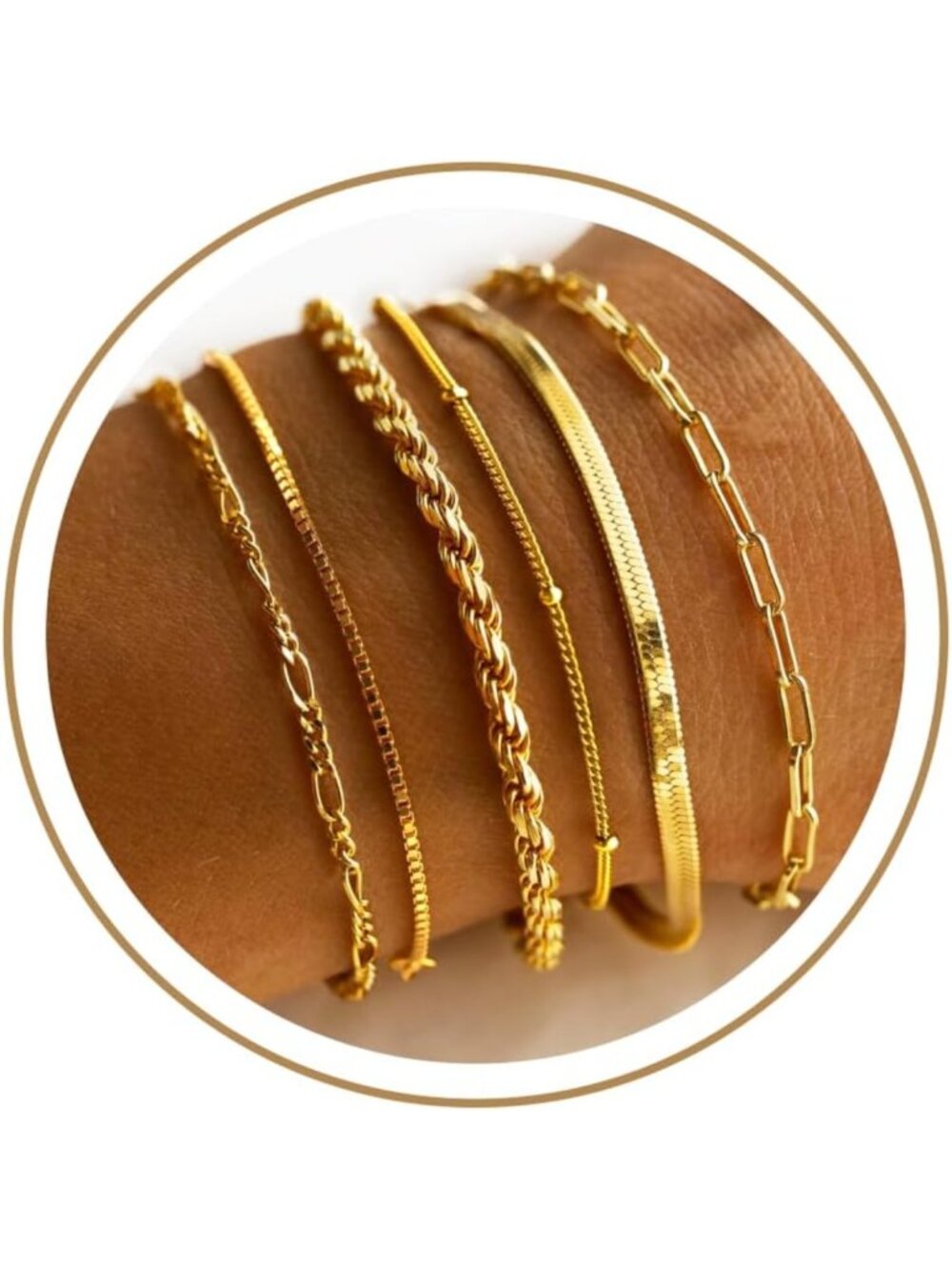 Gold Plated Waterproof Bracelets for Women - Minimalist Stackable Jewelry Set